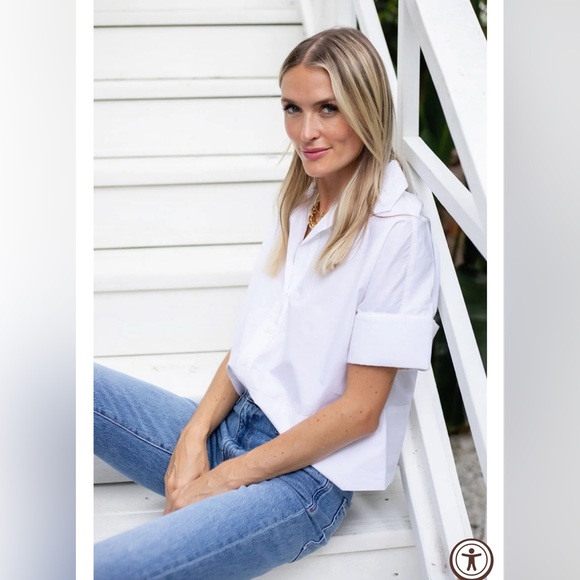 NWT Julia Amory Antibes White Women's Button Down Size Small - Picture 2 of 10